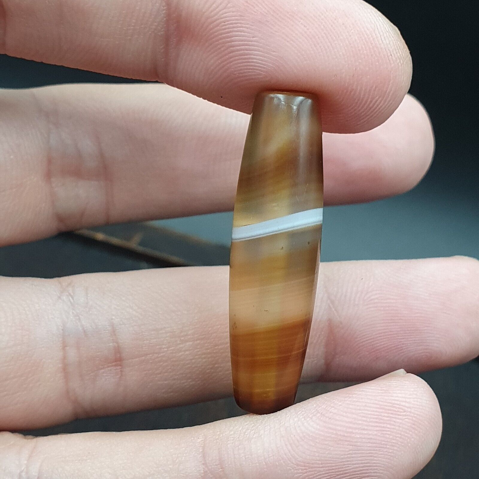 Antique Old Yemeni Agate Natural Rare pattern Banded Agate Bead 36.7mm BD-9