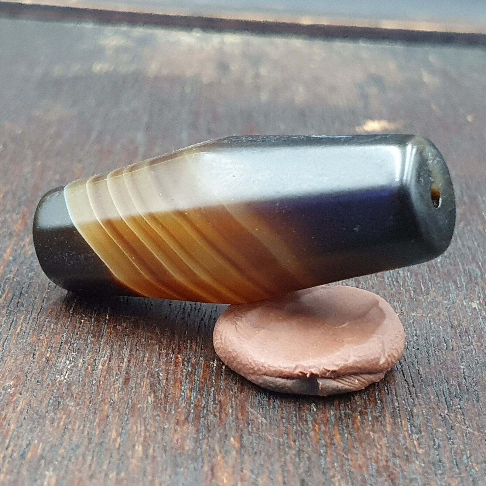 Antique Old Yemeni Agate Natural Rare pattern Banded Agate Bead 39mm BD-3