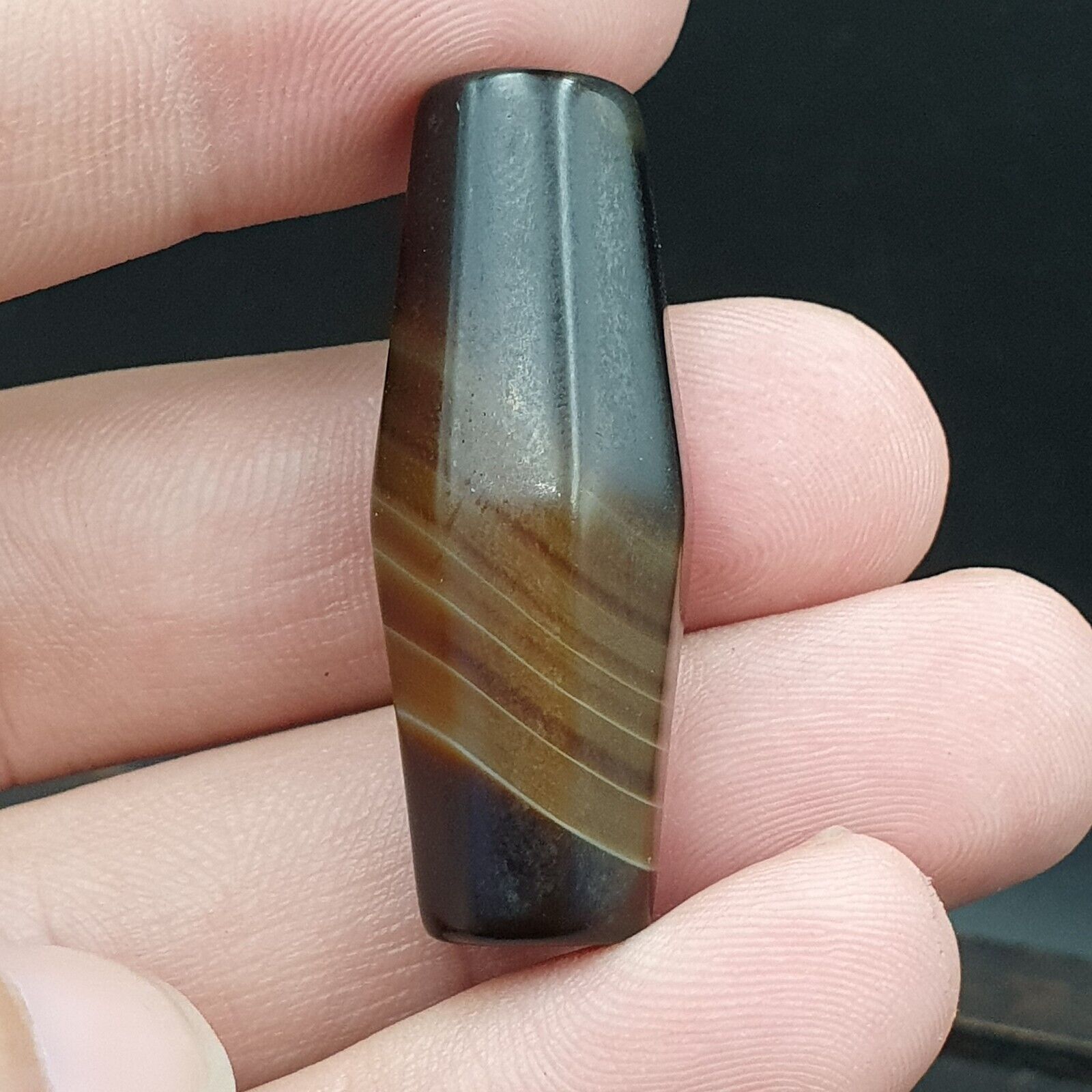 Antique Old Yemeni Agate Natural Rare pattern Banded Agate Bead 39mm BD-3