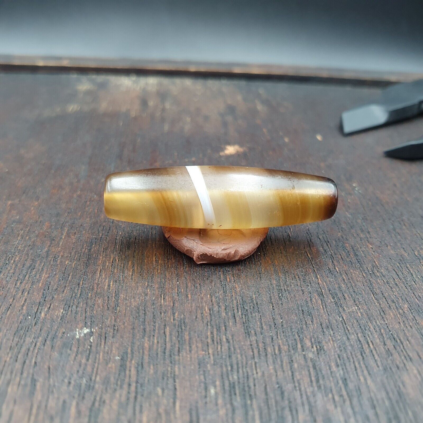 Antique Old Yemeni Agate Natural Rare pattern Banded Agate Bead 36.7mm BD-9
