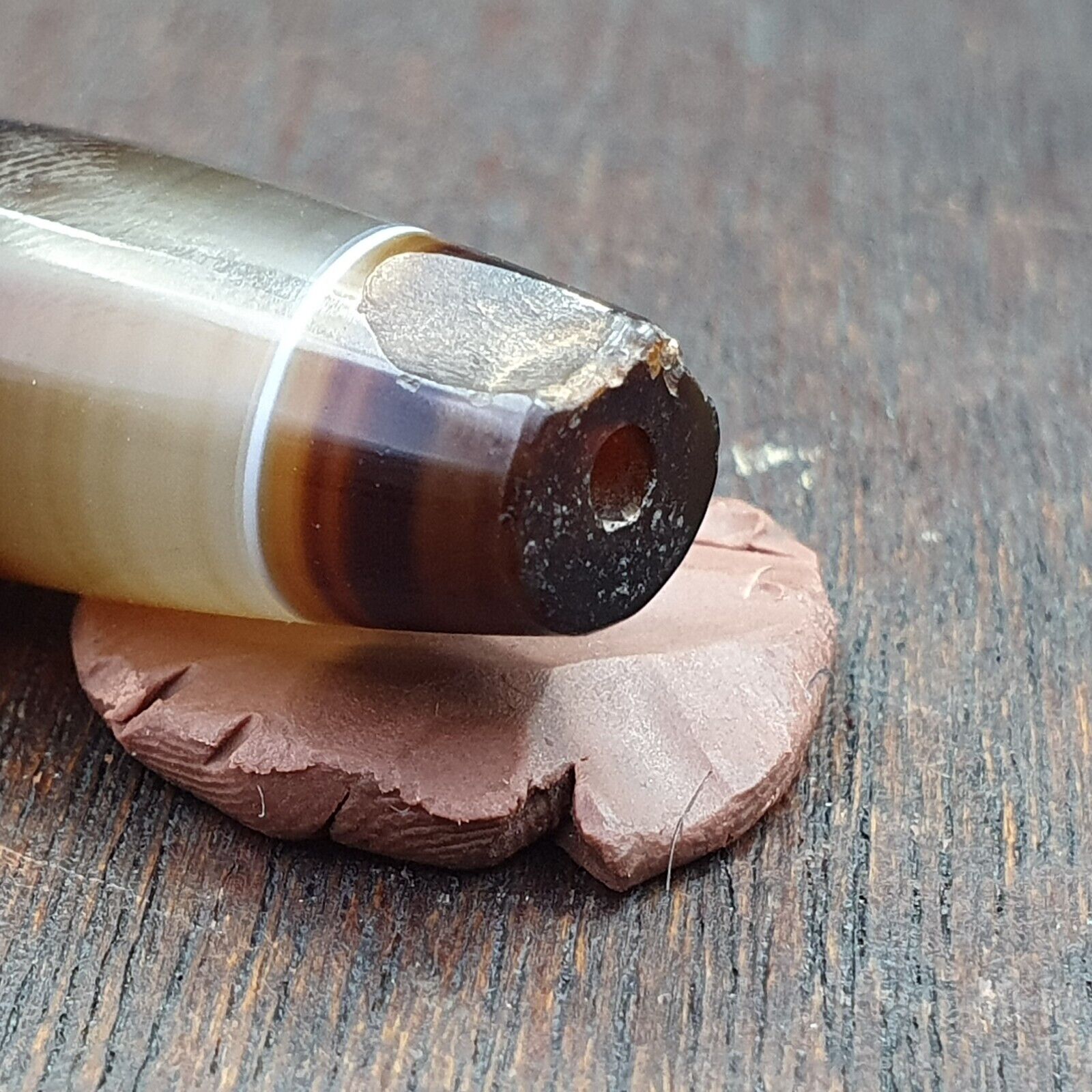 Antique Old Yemeni Agate Natural Rare pattern Banded Agate Bead 37.3mm BD-13