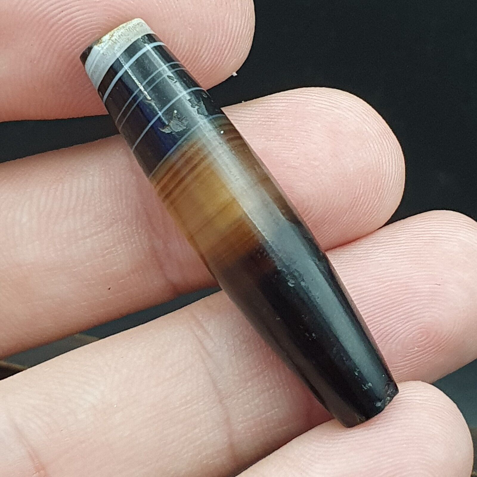 Antique Old Yemeni Agate Natural Rare pattern Banded Agate Bead 42.9mm BD-4