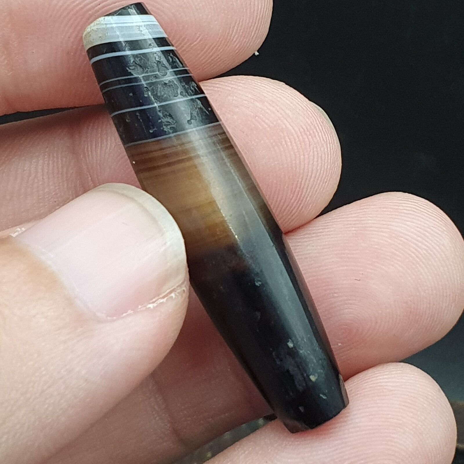 Antique Old Yemeni Agate Natural Rare pattern Banded Agate Bead 42.9mm BD-4