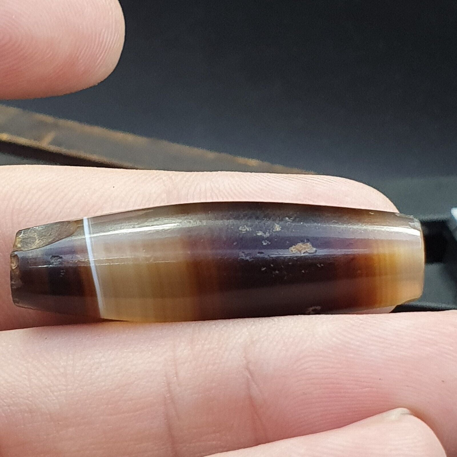 Antique Old Yemeni Agate Natural Rare pattern Banded Agate Bead 37.3mm BD-13