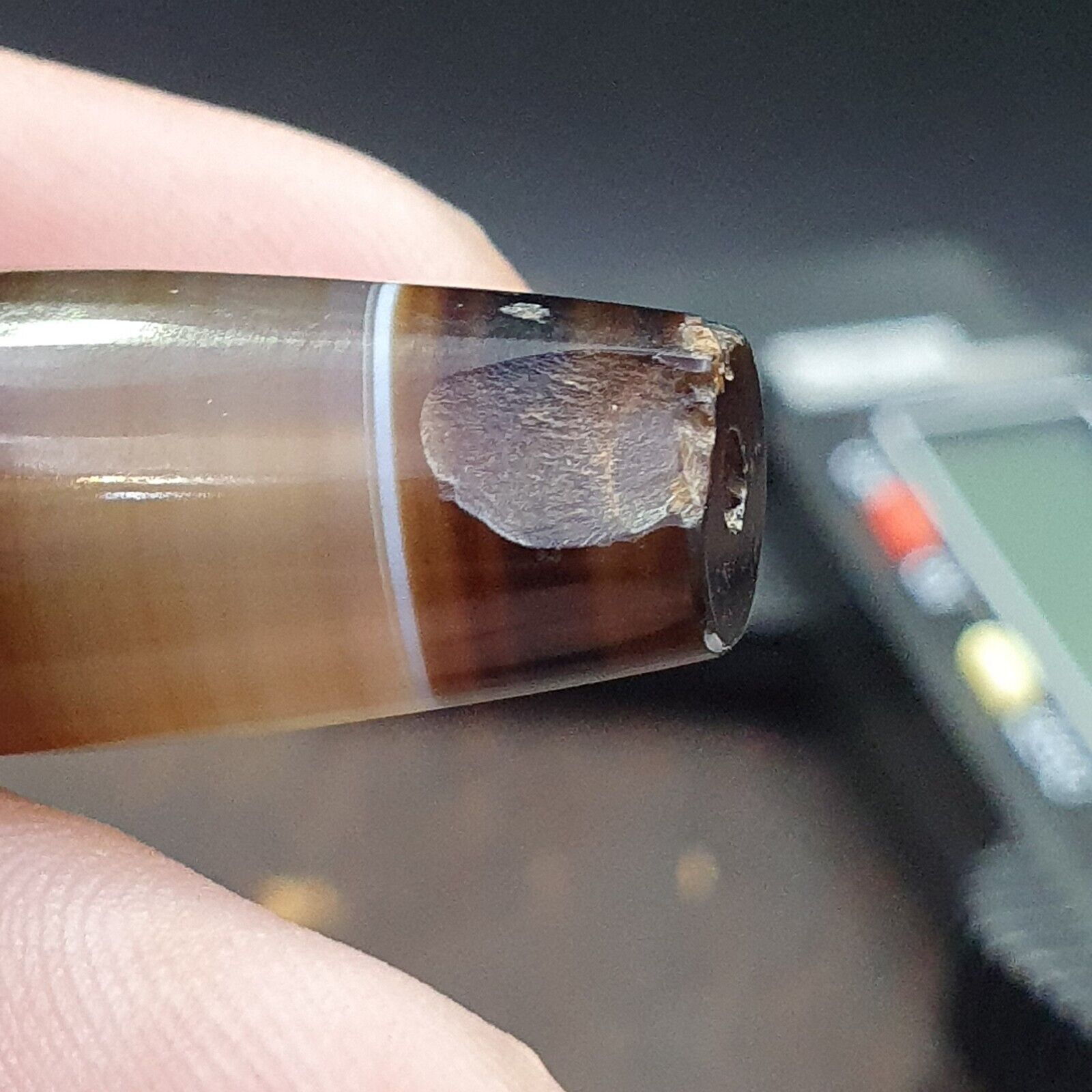 Antique Old Yemeni Agate Natural Rare pattern Banded Agate Bead 37.3mm BD-13