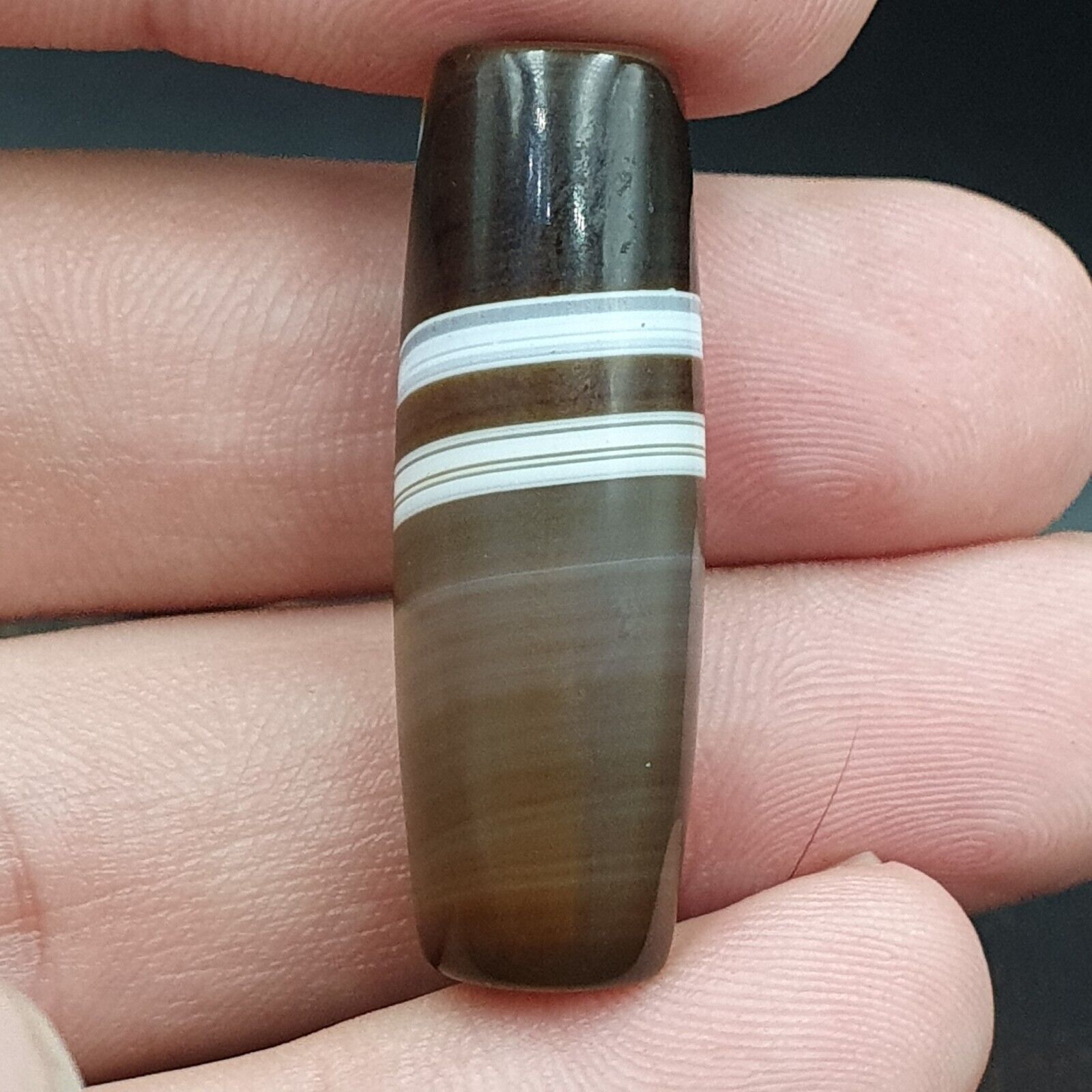 Antique Old Yemeni Agate Natural Rare pattern Banded Agate Bead 35.6mm BD-6