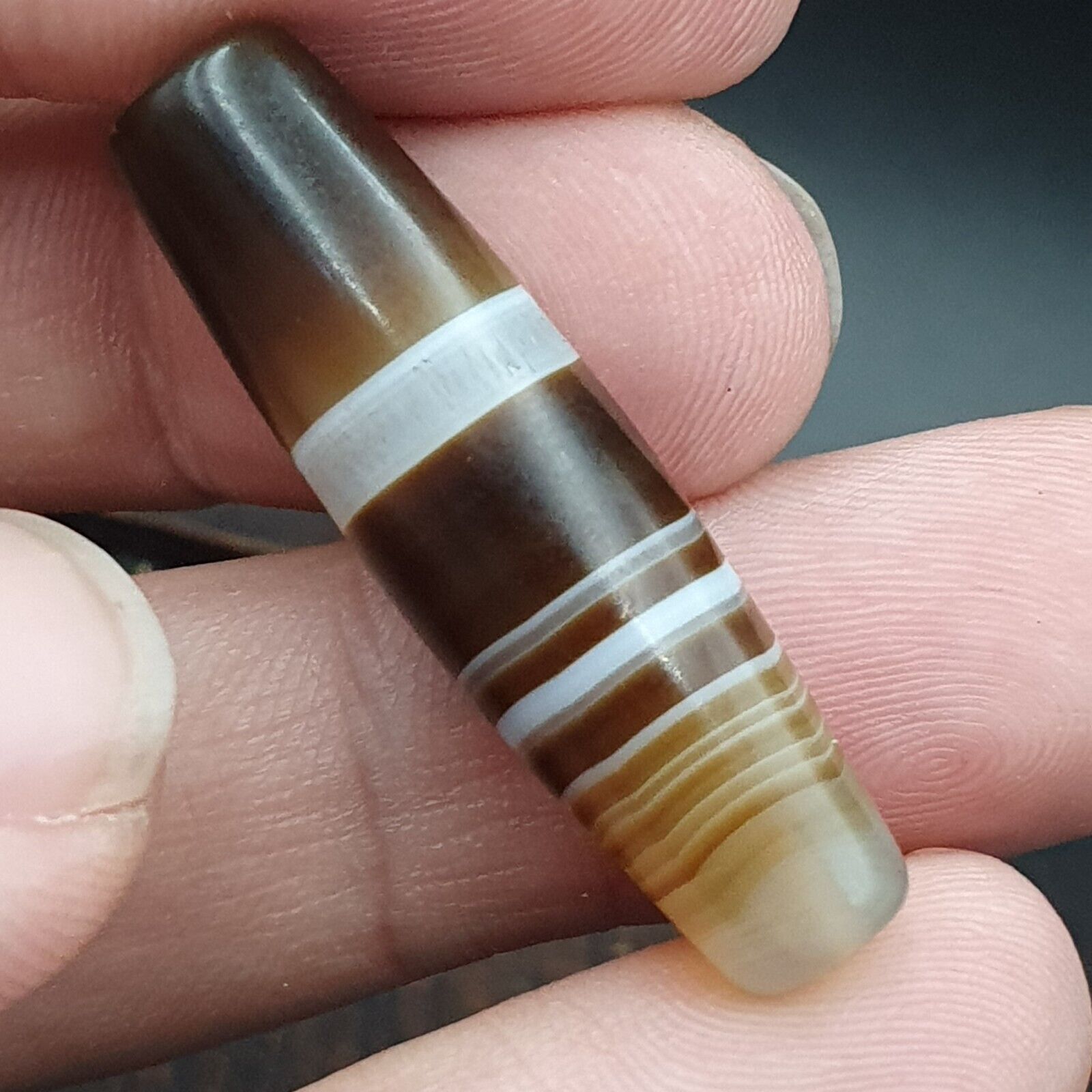 Antique Old Yemeni Agate Natural Rare pattern Banded Agate Bead 37mm BD-7