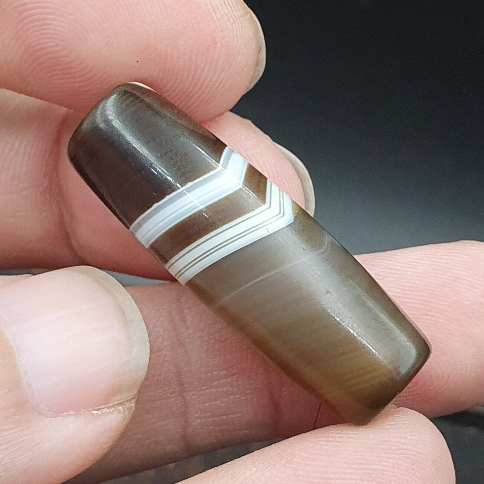Antique Old Yemeni Agate Natural Rare pattern Banded Agate Bead 35.6mm BD-6