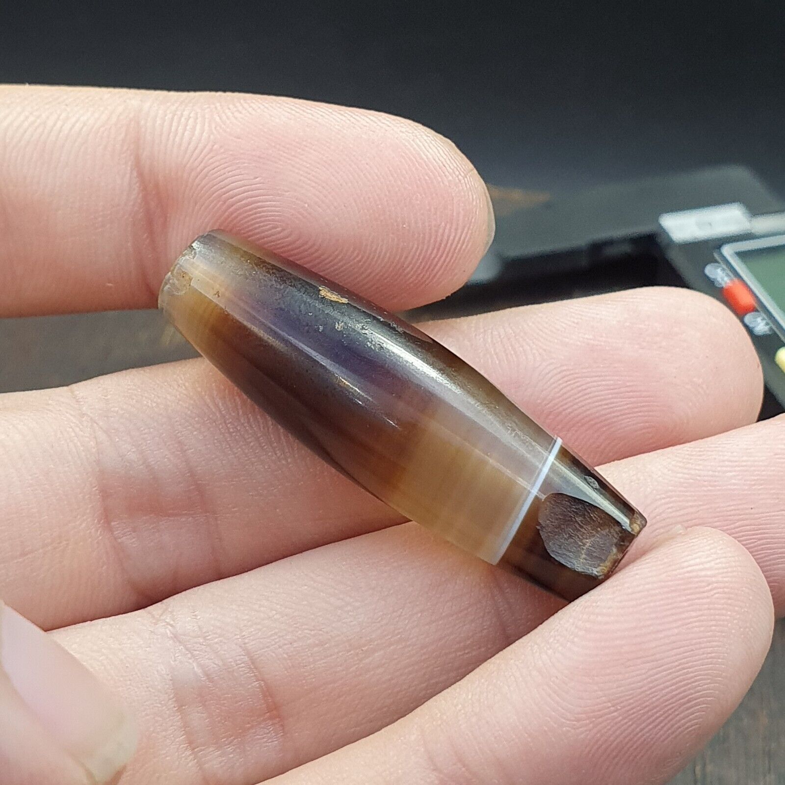 Antique Old Yemeni Agate Natural Rare pattern Banded Agate Bead 37.3mm BD-13