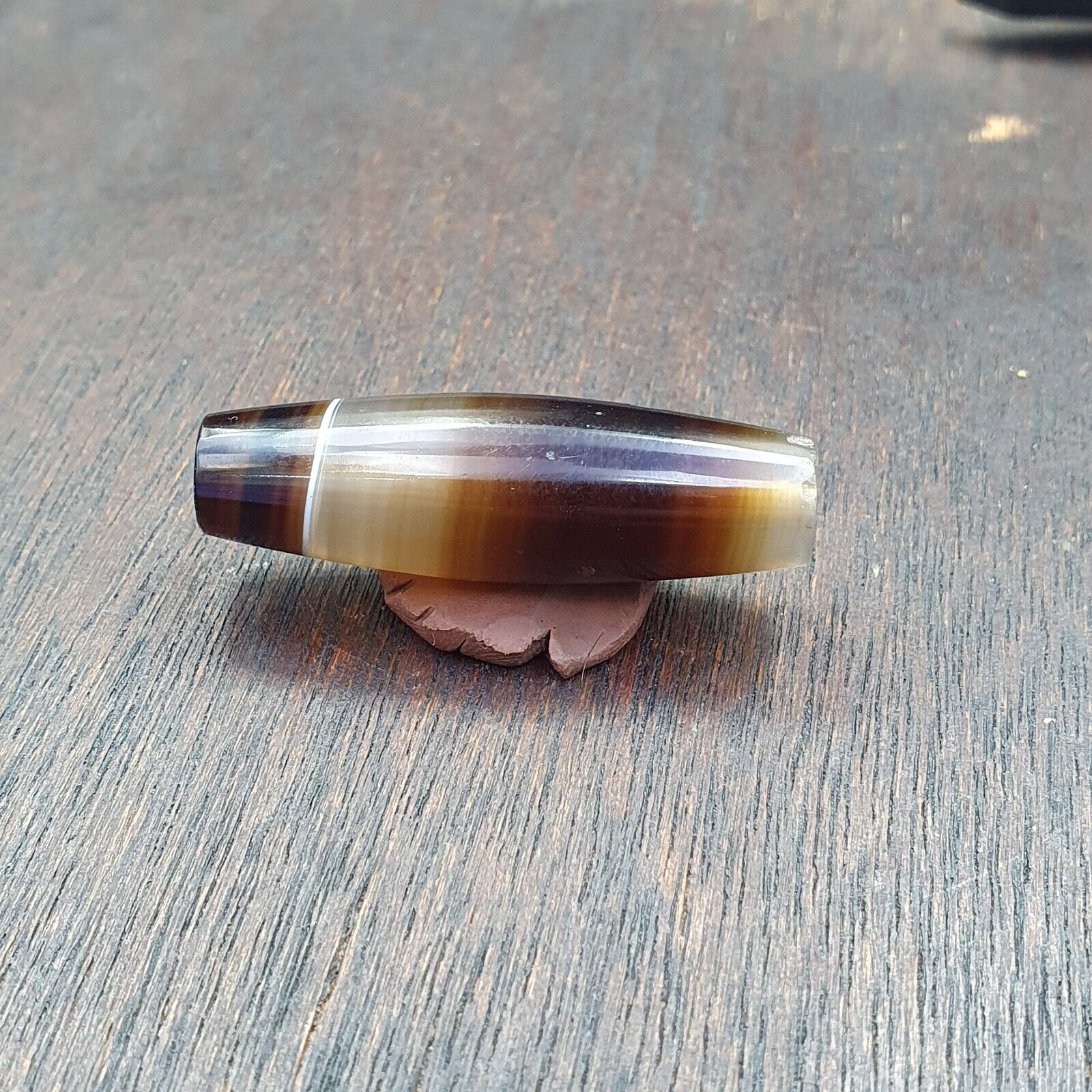 Antique Old Yemeni Agate Natural Rare pattern Banded Agate Bead 37.3mm BD-13