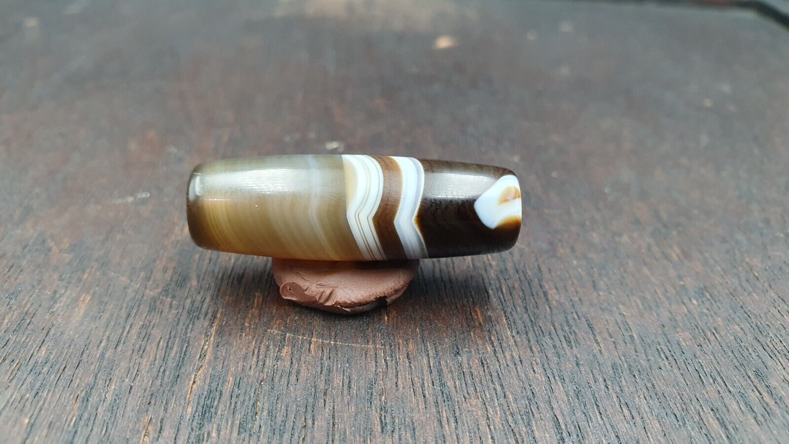 Antique Old Yemeni Agate Natural Rare pattern Banded Agate Bead 35.6mm BD-6
