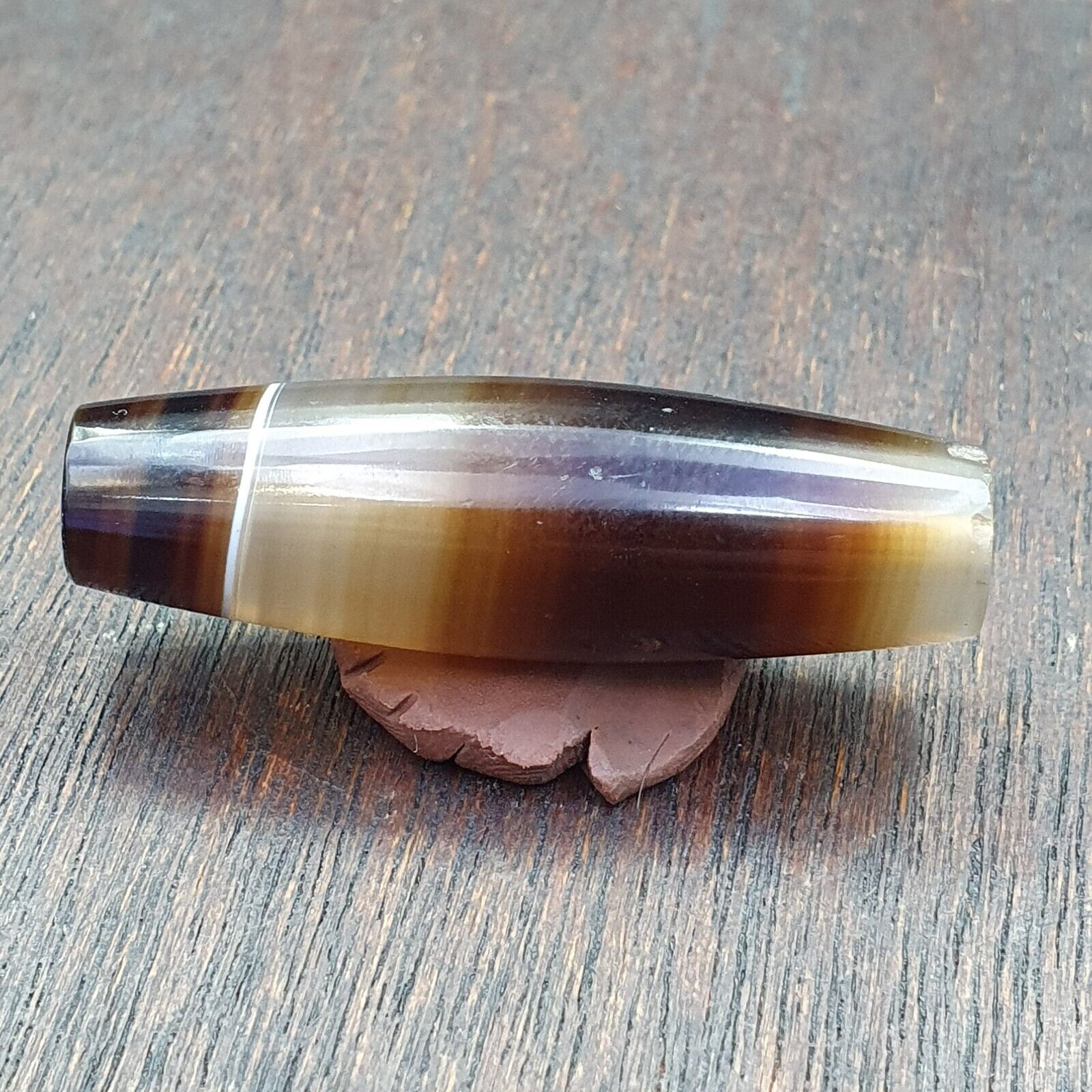 Antique Old Yemeni Agate Natural Rare pattern Banded Agate Bead 37.3mm BD-13