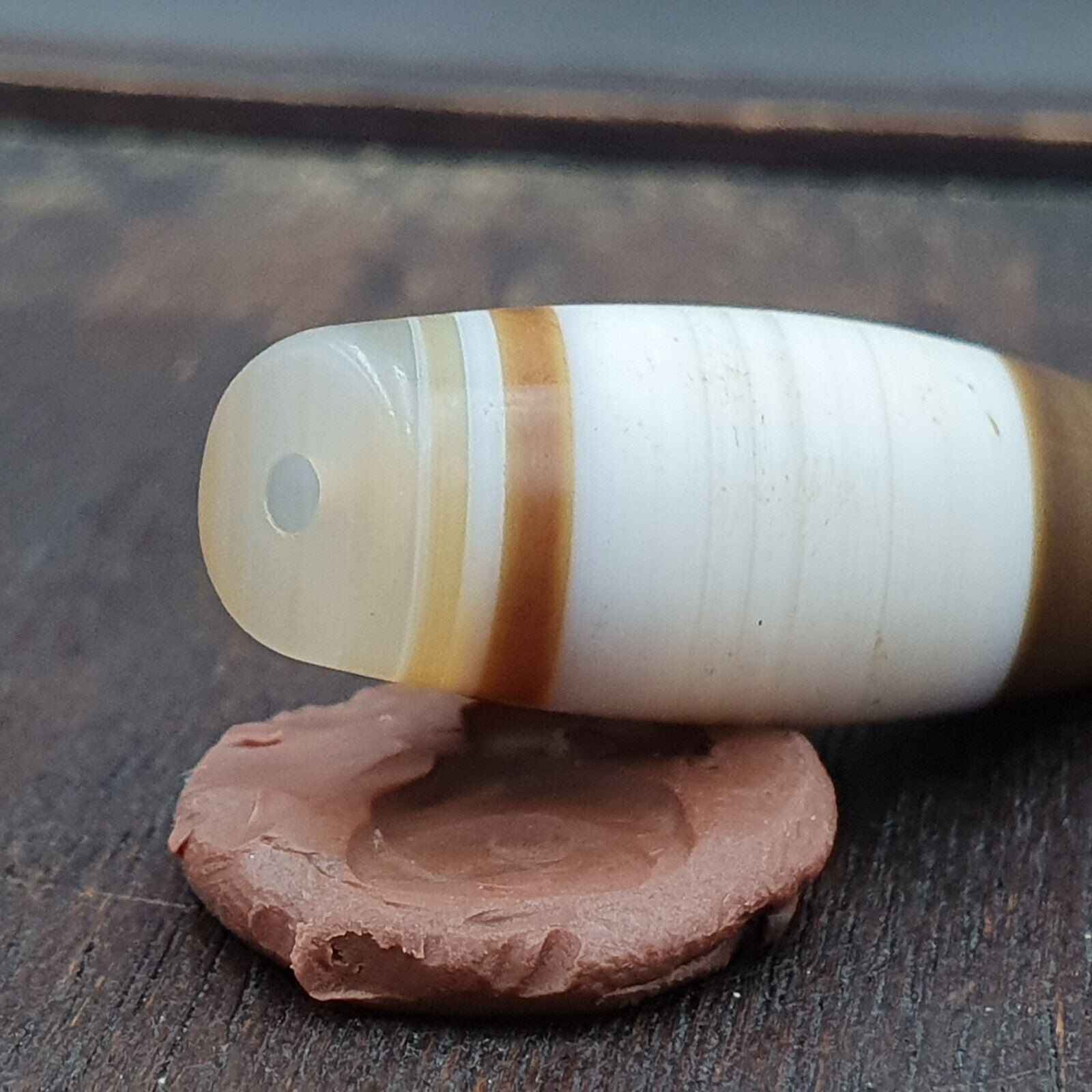 Antique Old Yemeni Agate Natural Rare pattern Banded Agate Bead 37mm BD-8