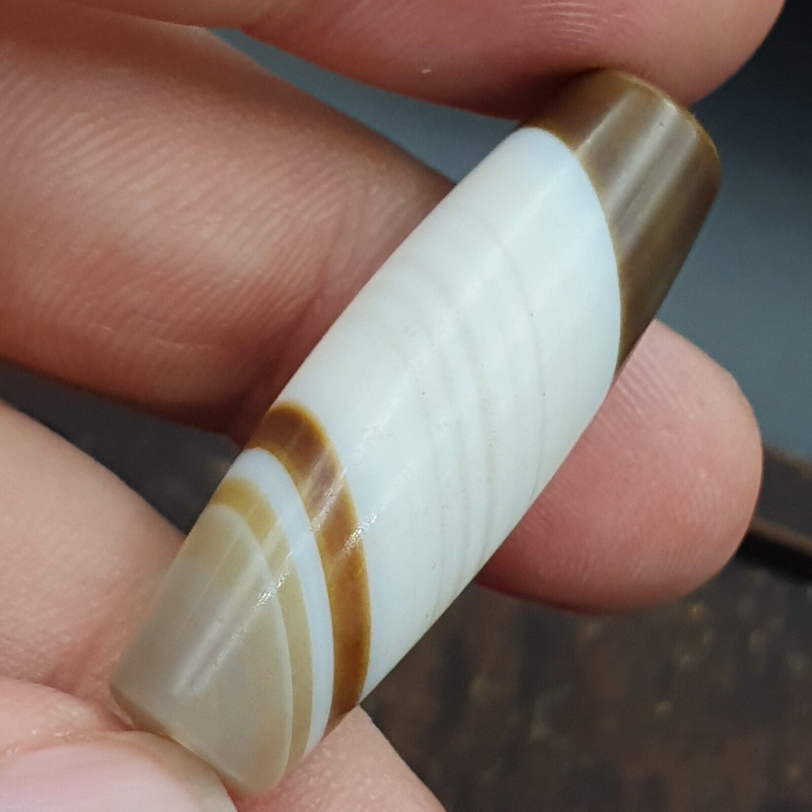 Antique Old Yemeni Agate Natural Rare pattern Banded Agate Bead 37mm BD-8