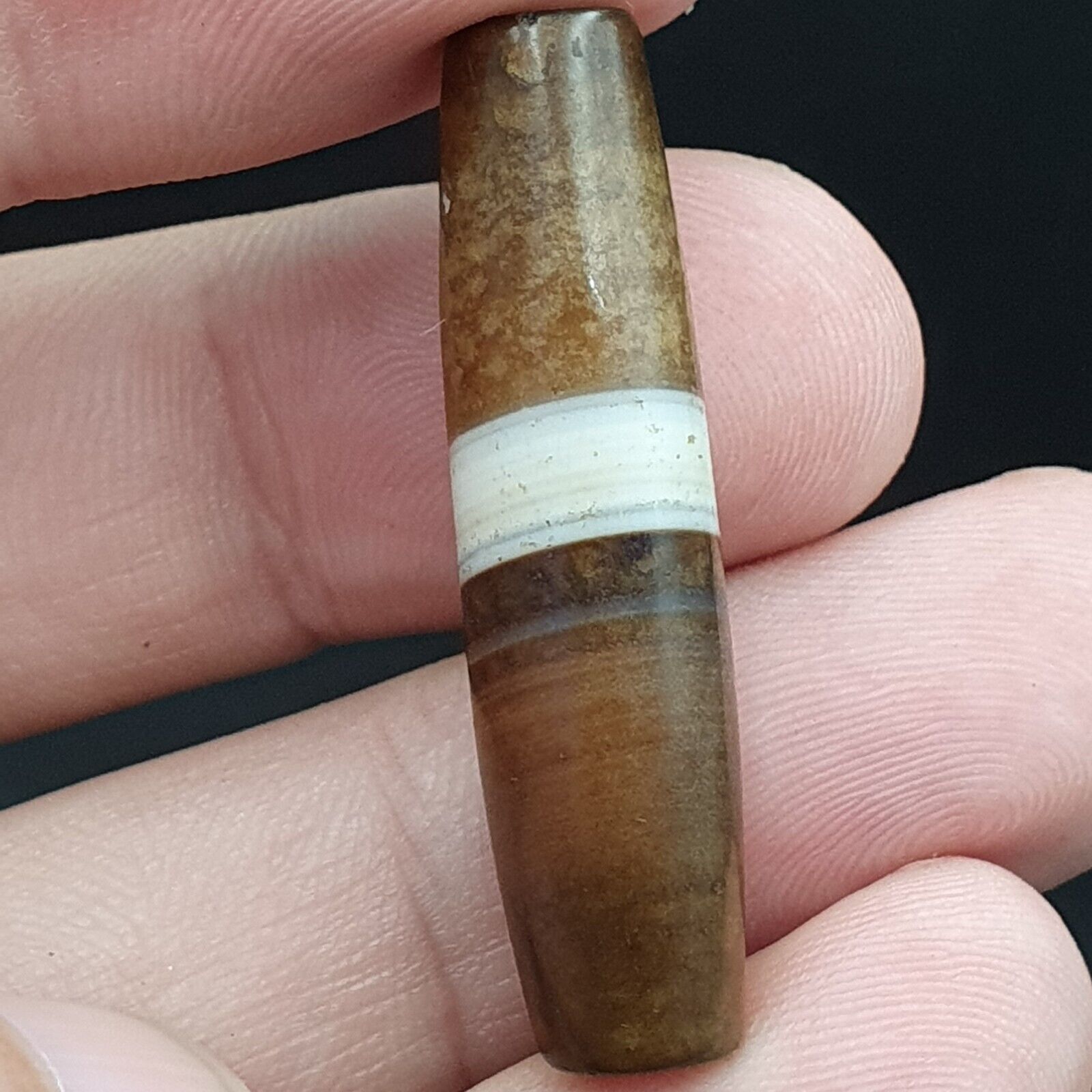 Antique Old Yemeni Agate Natural Rare pattern Banded Agate Bead 37.9mm BD-5