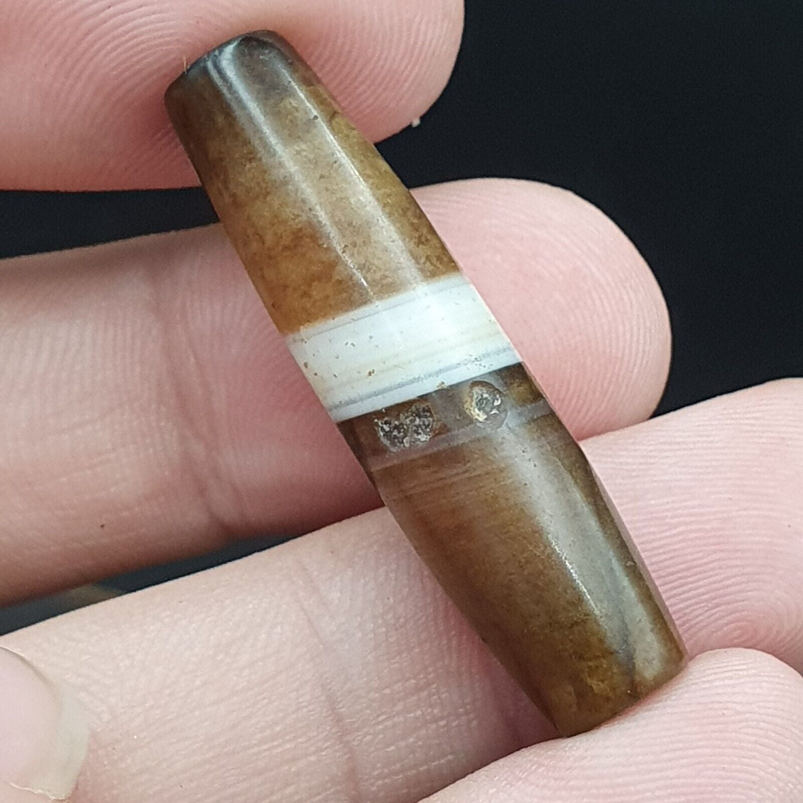 Antique Old Yemeni Agate Natural Rare pattern Banded Agate Bead 37.9mm BD-5