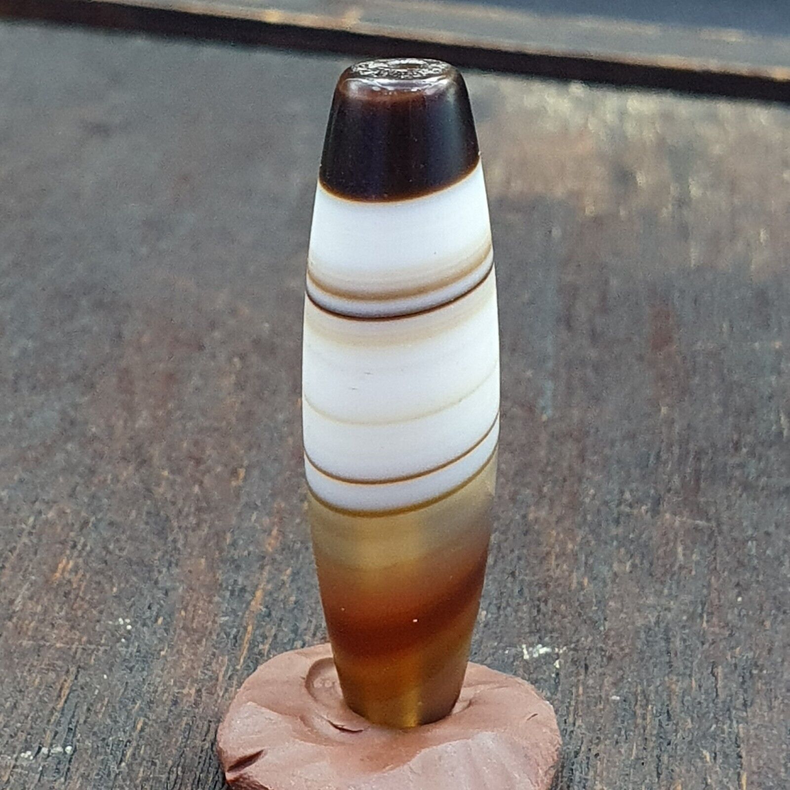 Antique Old Yemeni Agate Natural Rare pattern Banded Agate Bead 37.3mm BD-12