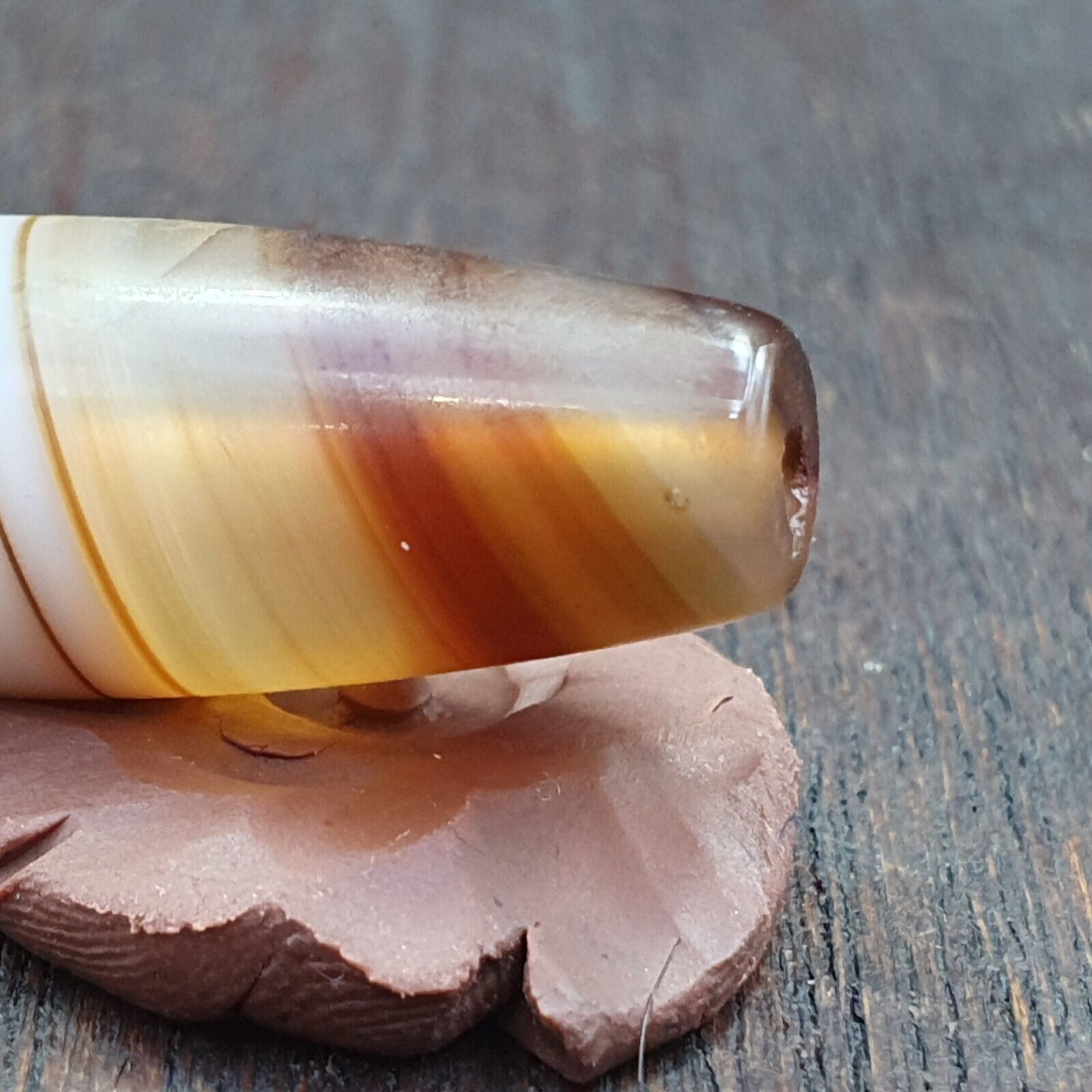 Antique Old Yemeni Agate Natural Rare pattern Banded Agate Bead 37.3mm BD-12