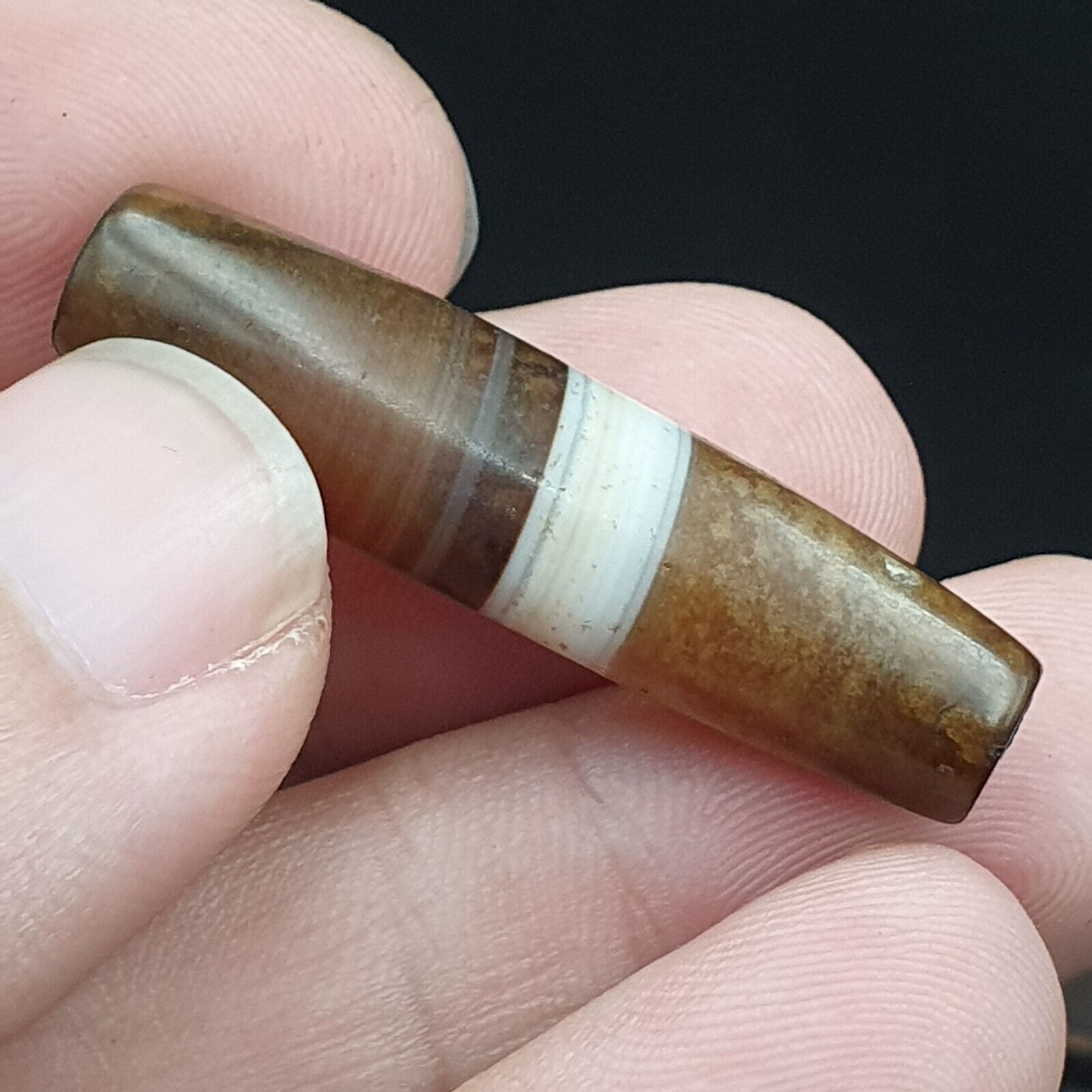 Antique Old Yemeni Agate Natural Rare pattern Banded Agate Bead 37.9mm BD-5