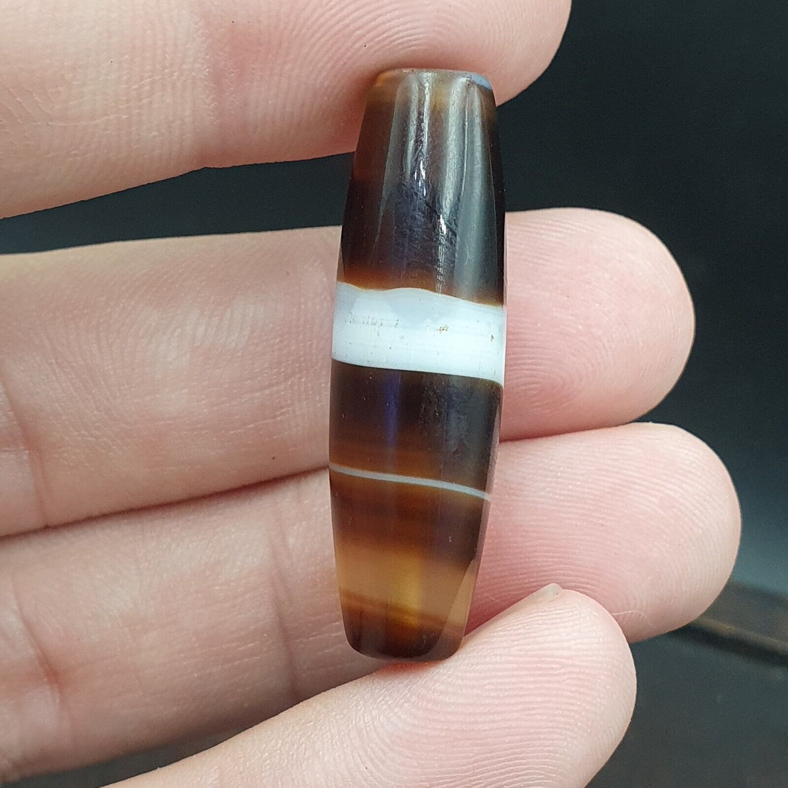 Antique Old Yemeni Agate Natural Rare pattern Banded Agate Bead 37mm BD-2