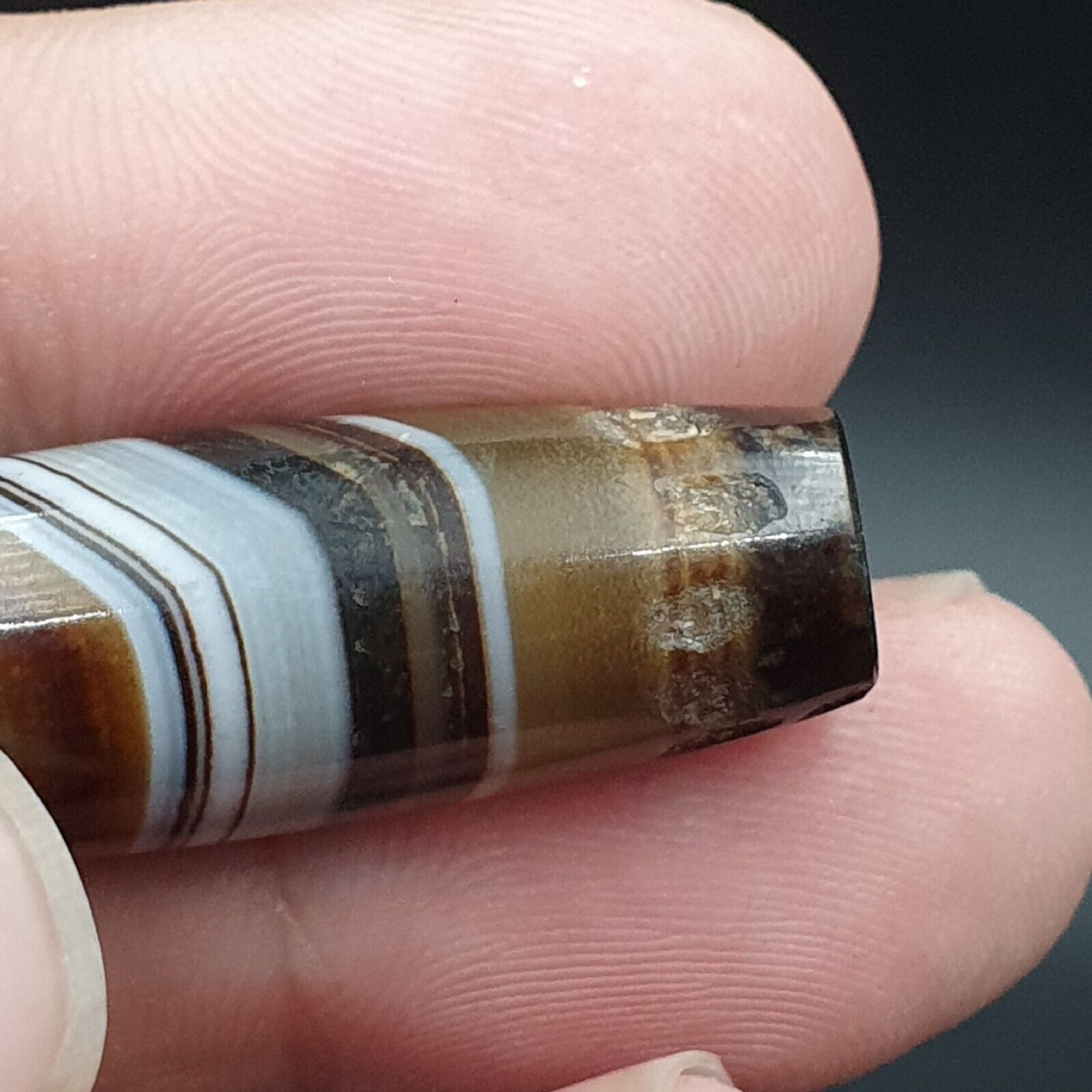 Antique Old Yemeni Agate Natural Rare pattern Banded Agate Bead 37mm BD-1