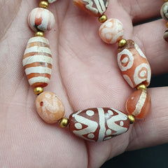 AD17- Antique HIMALAYAN Indo Tibetan Central Asian Etched Agate beads Necklace