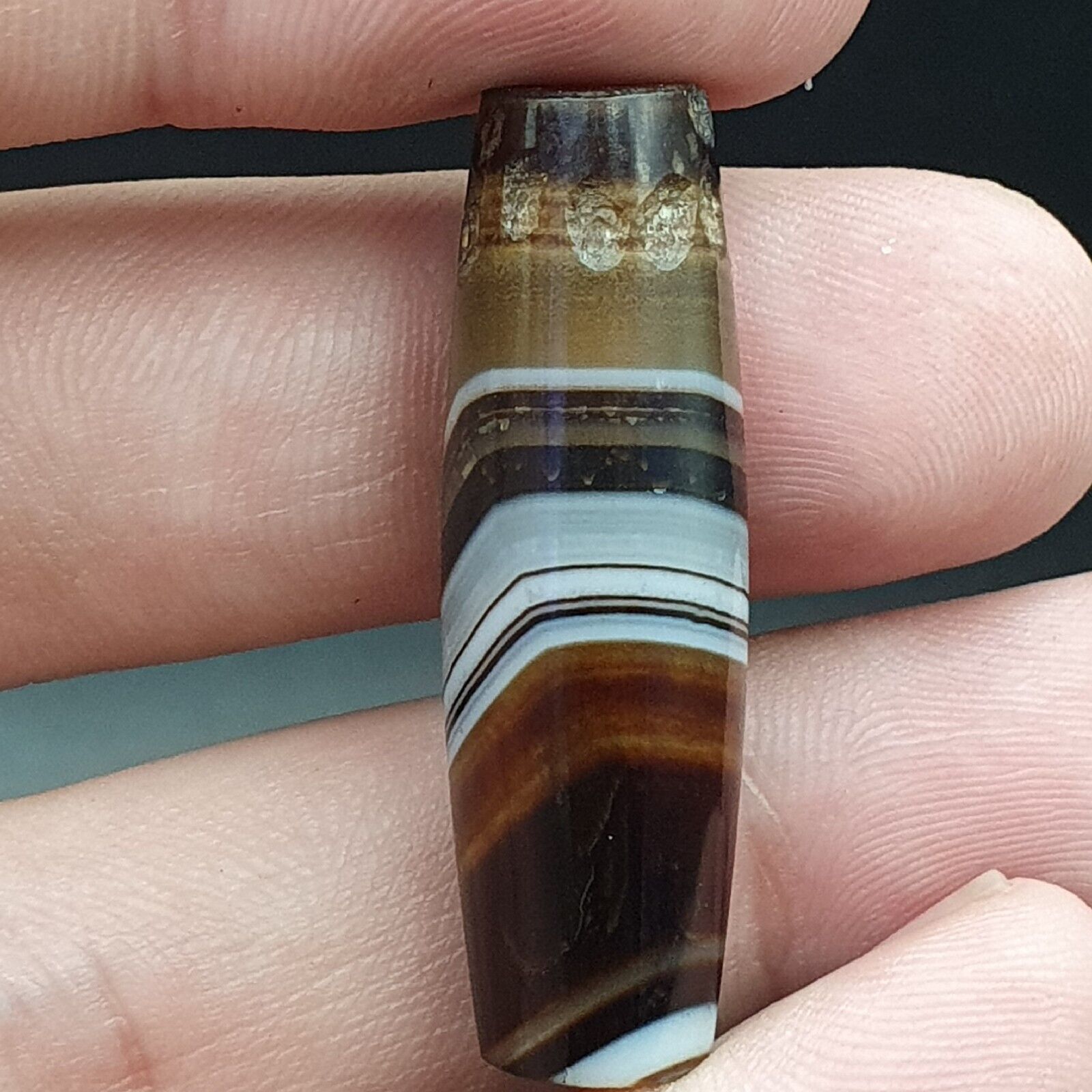 Antique Old Yemeni Agate Natural Rare pattern Banded Agate Bead 37mm BD-1