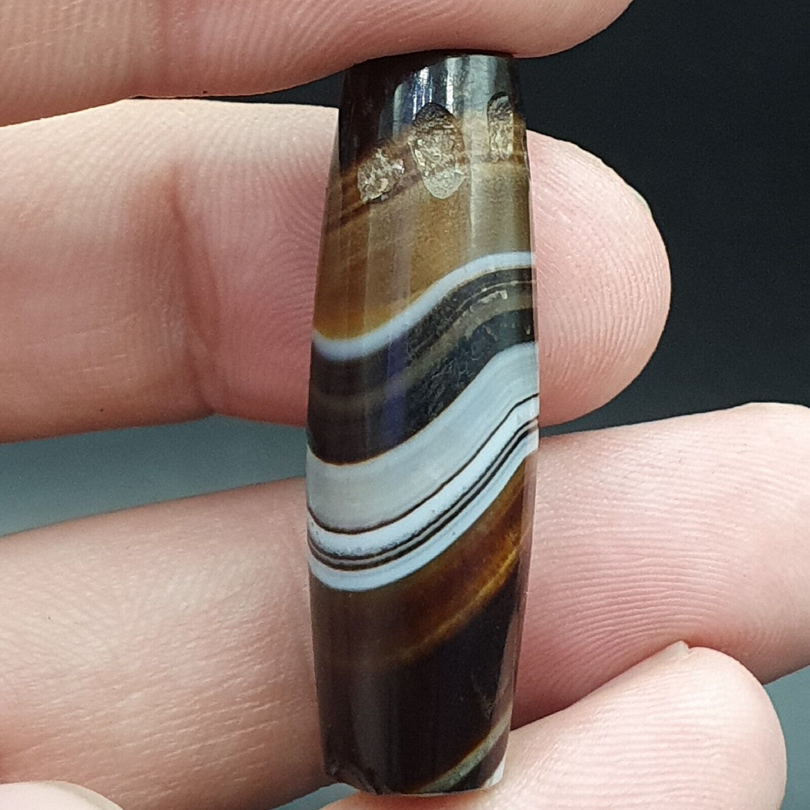 Antique Old Yemeni Agate Natural Rare pattern Banded Agate Bead 37mm BD-1