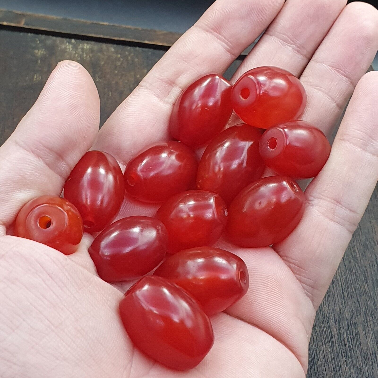 Cherry Red Very rare Himalayan indo Tibetan Agate carnelian Beads Lot 25mm