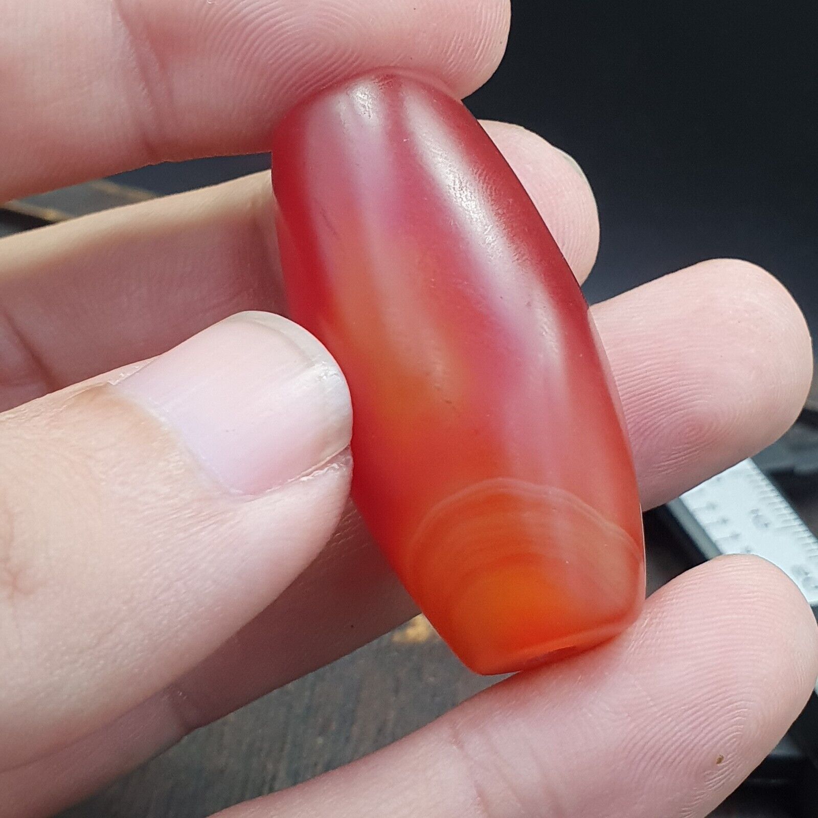 Cherry Red Very rare Himalayan indo Tibetan Agate carnelian Bead