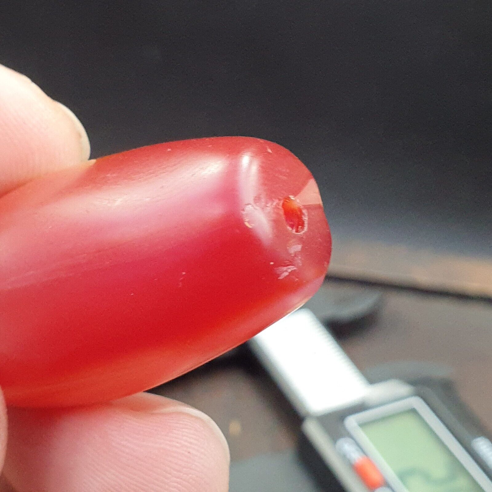 Cherry Red Very rare Himalayan indo Tibetan Agate carnelian Bead