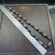 East Oasis Vintage Venerano Art Fancy Aventurine Black Glass Beads Strand, 32x14mm