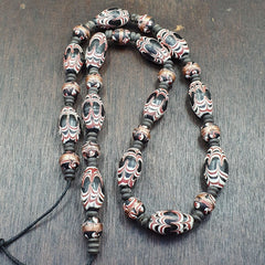 VINTAGE BEAUTIFUL Venerano ART Fancy 25×13MM Aventurine GLASS BEADS Strand