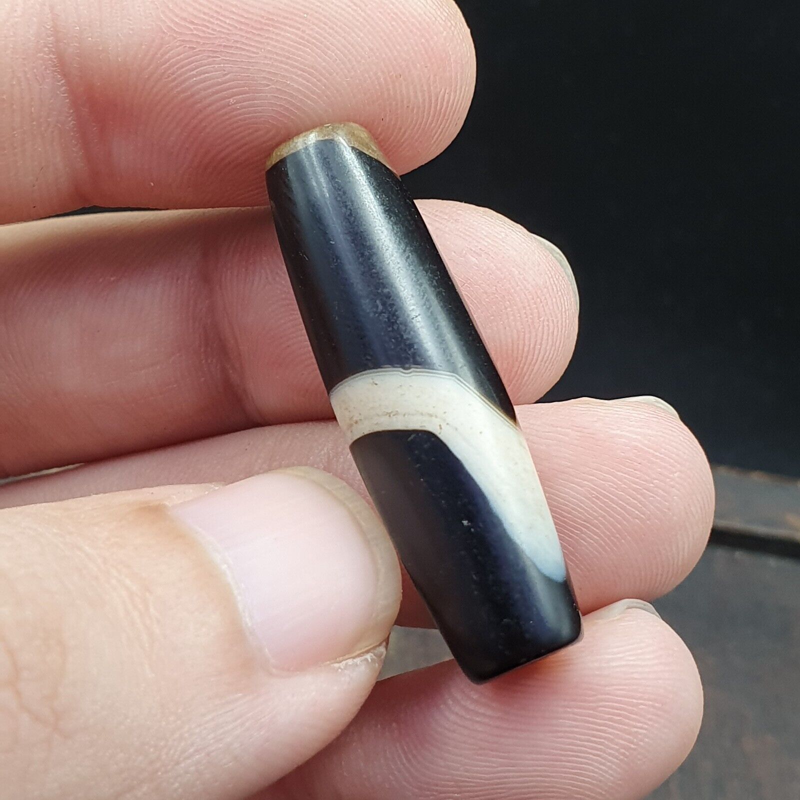 Antique Old Yemeni Agate Natural Rare pattern Banded Agate Bead 37.6mm BD-7-6