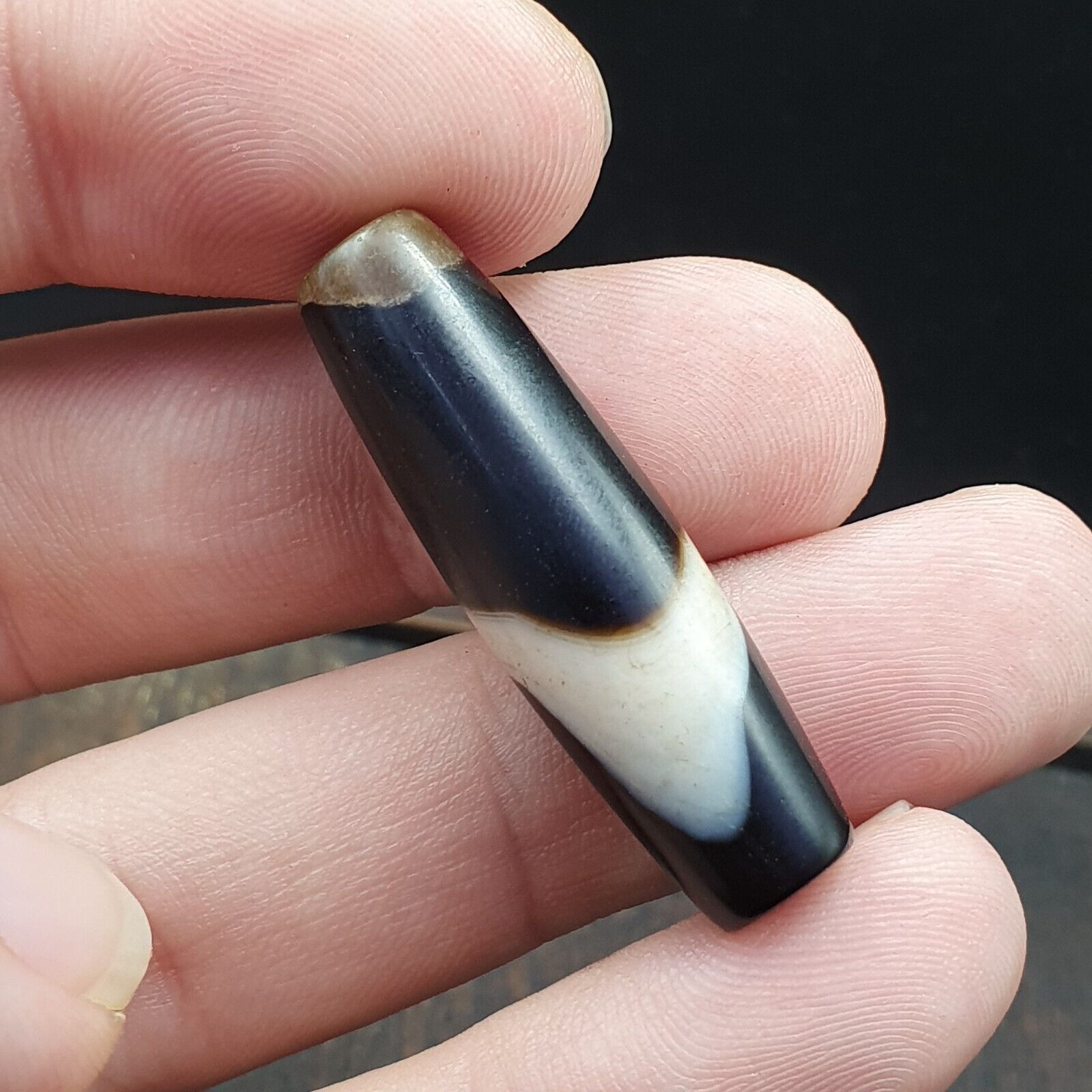 Antique Old Yemeni Agate Natural Rare pattern Banded Agate Bead 37.6mm BD-7-6
