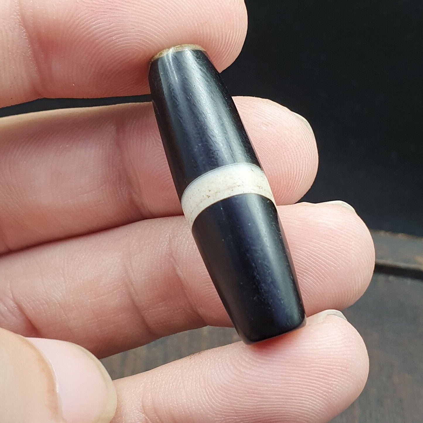 Antiker alter jemenitischer Achat, natürliches, seltenes Muster, gebänderte Achatperle, 37,6 mm, BD-7-6