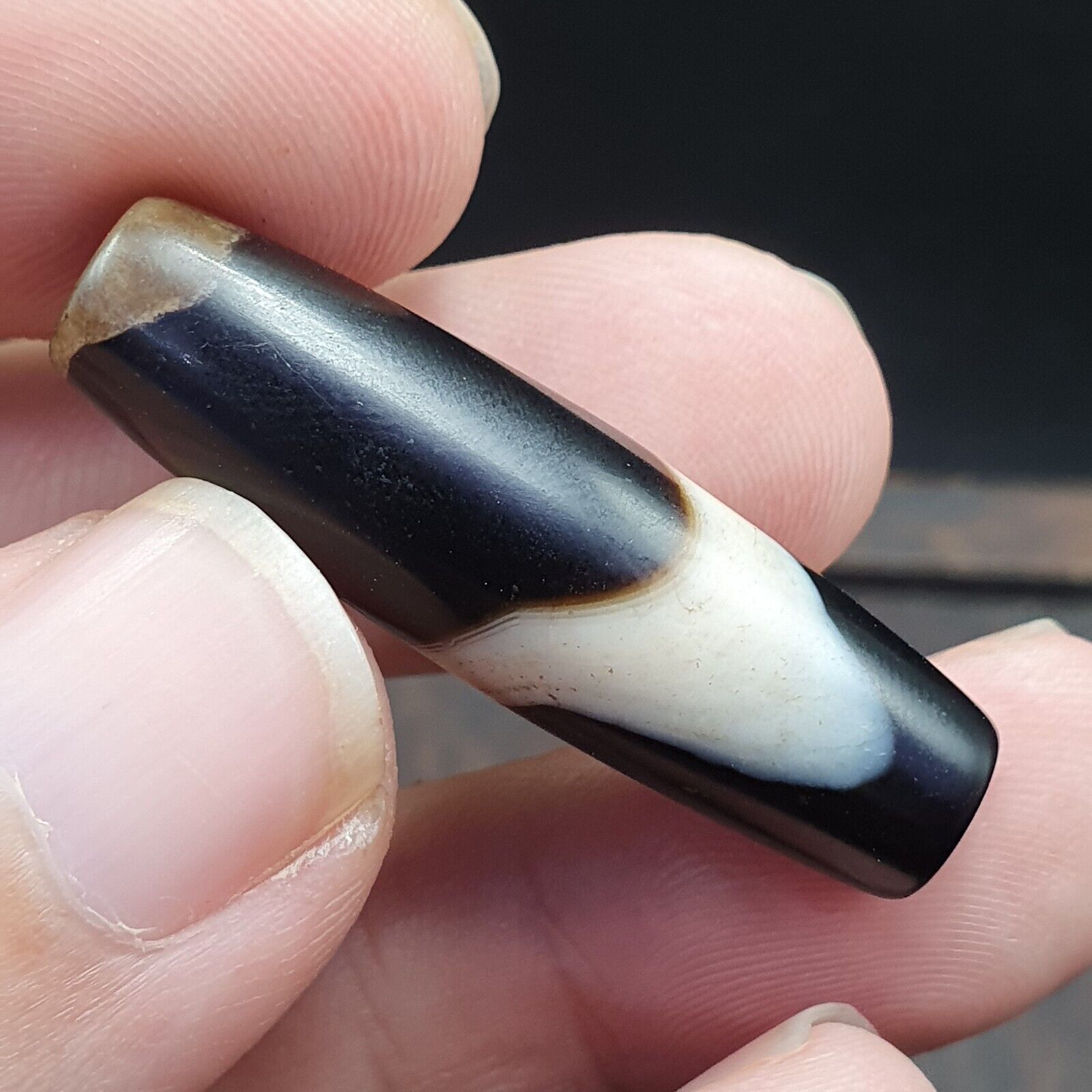 Antique Old Yemeni Agate Natural Rare pattern Banded Agate Bead 37.6mm BD-7-6