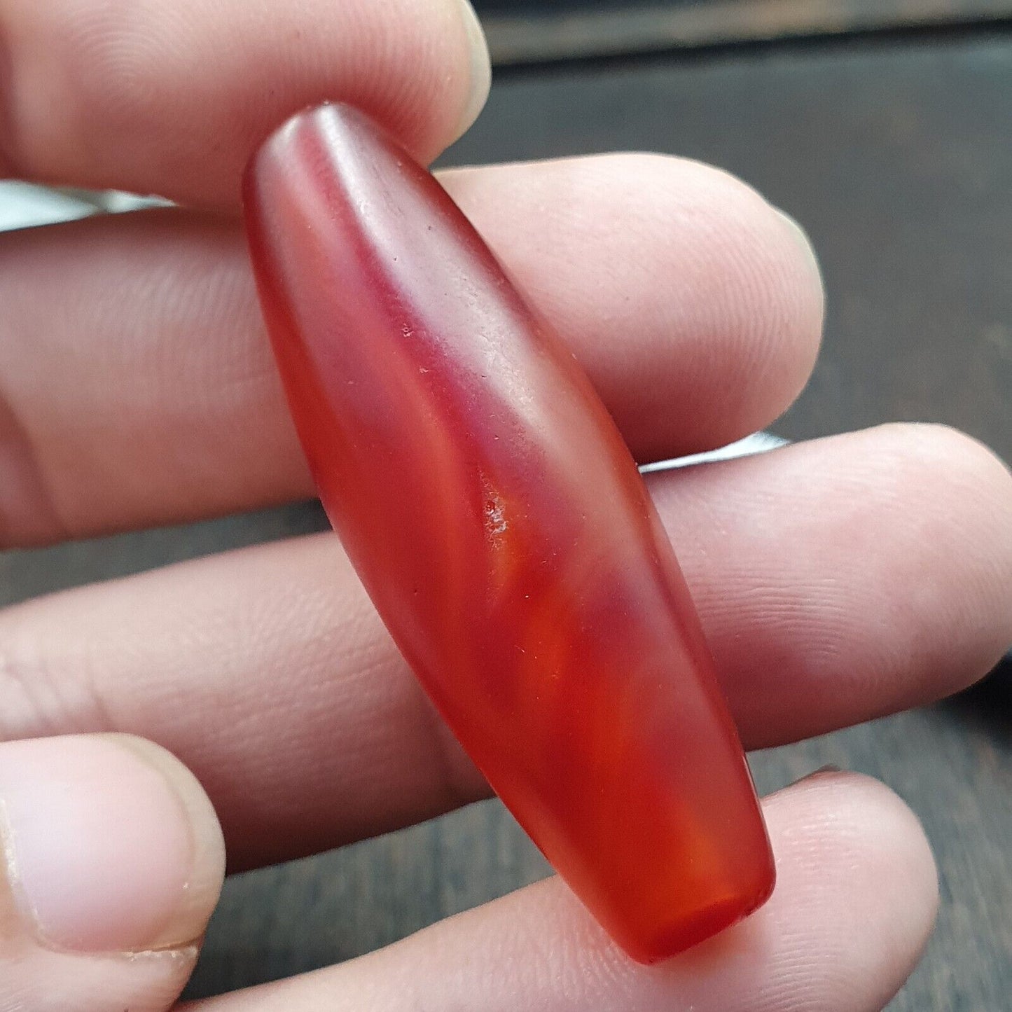 紅玉髓古董非常罕見喜馬拉雅藏紅瑪瑙大珠 RD-3 