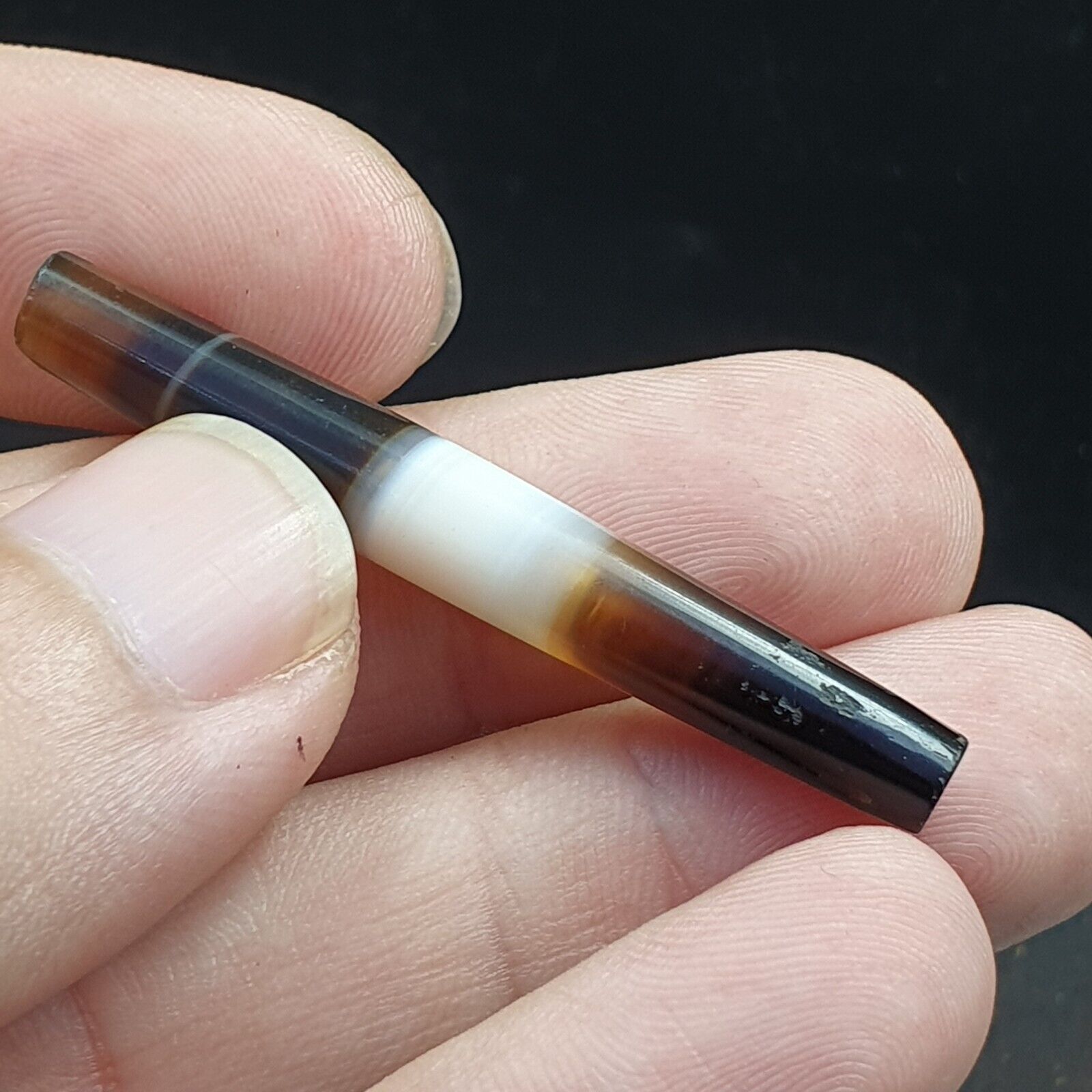 Antique Old Yemeni Agate Natural Rare pattern Banded Agate Bead 37.6mm BD-7-7