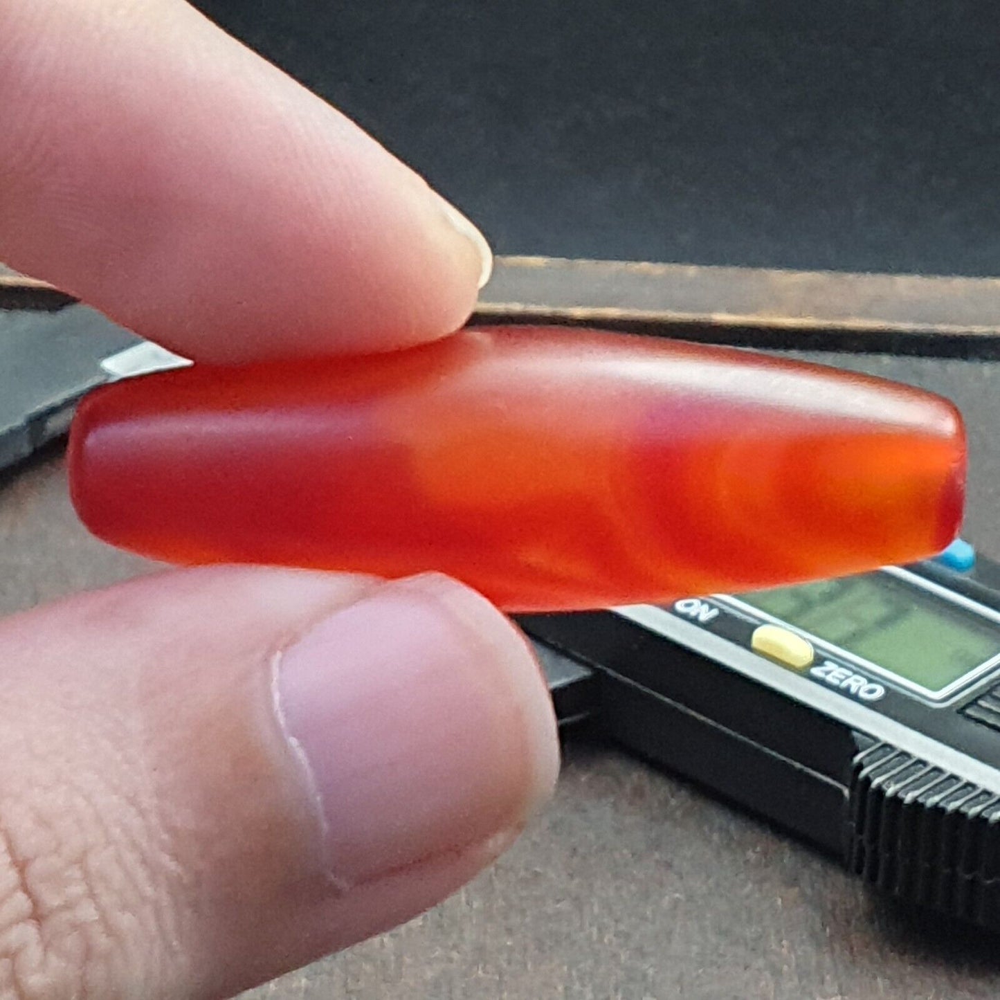 紅玉髓古董非常罕見喜馬拉雅藏紅瑪瑙大珠 RD-3 