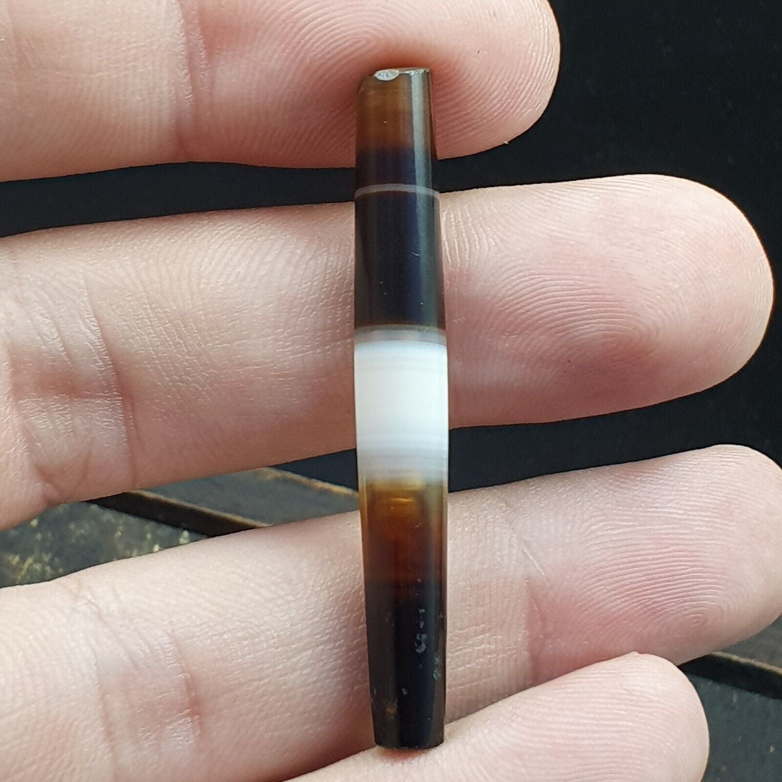 Antique Old Yemeni Agate Natural Rare pattern Banded Agate Bead 37.6mm BD-7-7