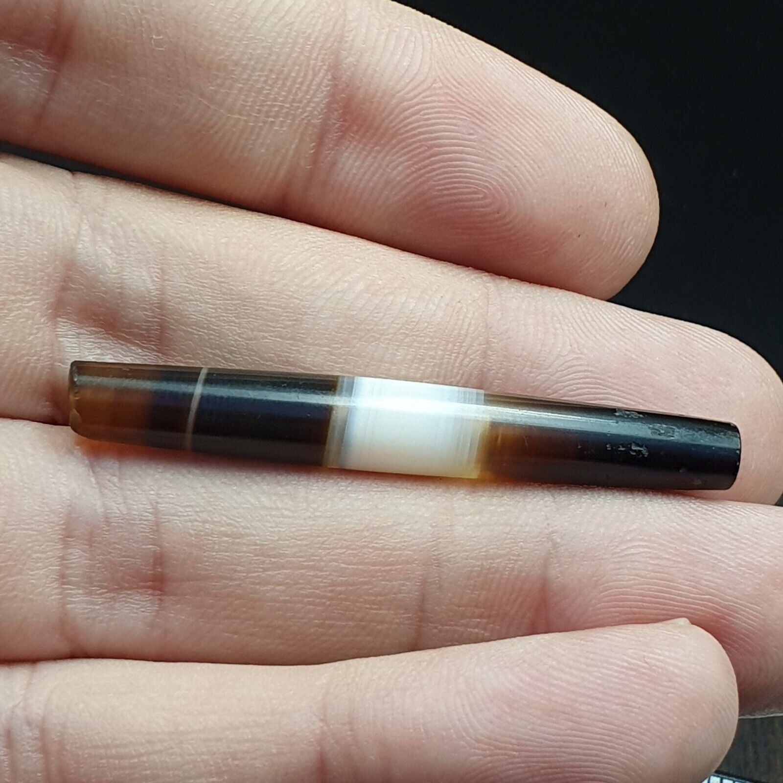 Antique Old Yemeni Agate Natural Rare pattern Banded Agate Bead 37.6mm BD-7-7