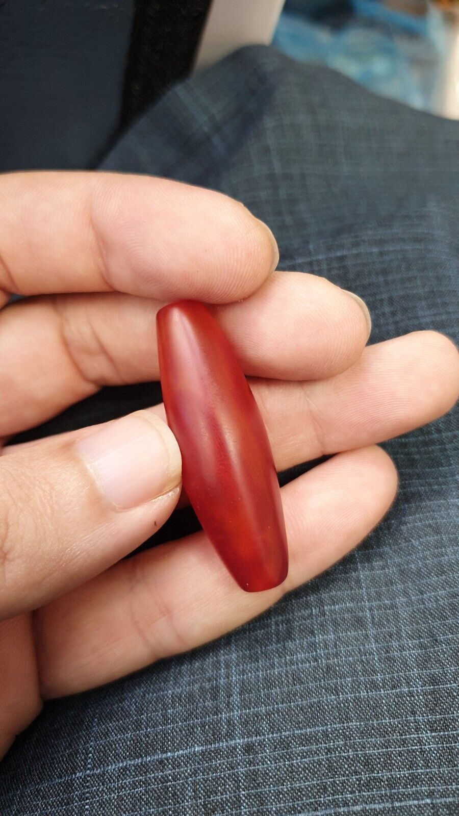 紅玉髓古董非常罕見喜馬拉雅藏紅瑪瑙大珠 RD-3 