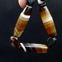 Lot 3 Antique Old Yemeni Agate Natural Rare pattern Banded Agate Beads Necklace