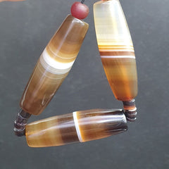 Lot 3 Antique Old Yemeni Agate Natural Rare pattern Banded Agate Beads Necklace