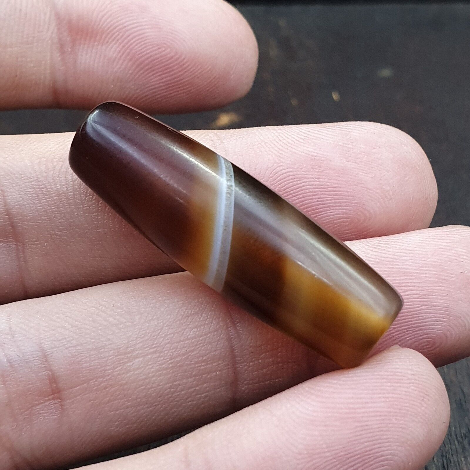 Antique Old Yemeni Agate Natural Rare pattern Banded Agate Bead  BD-7-16