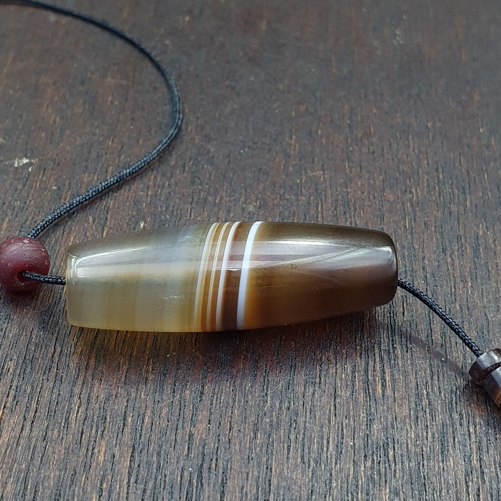 Lot 3 Antique Old Yemeni Agate Natural Rare pattern Banded Agate Beads Necklace