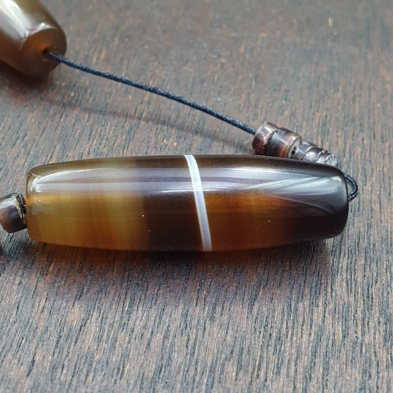 Lot 3 Antique Old Yemeni Agate Natural Rare pattern Banded Agate Beads Necklace