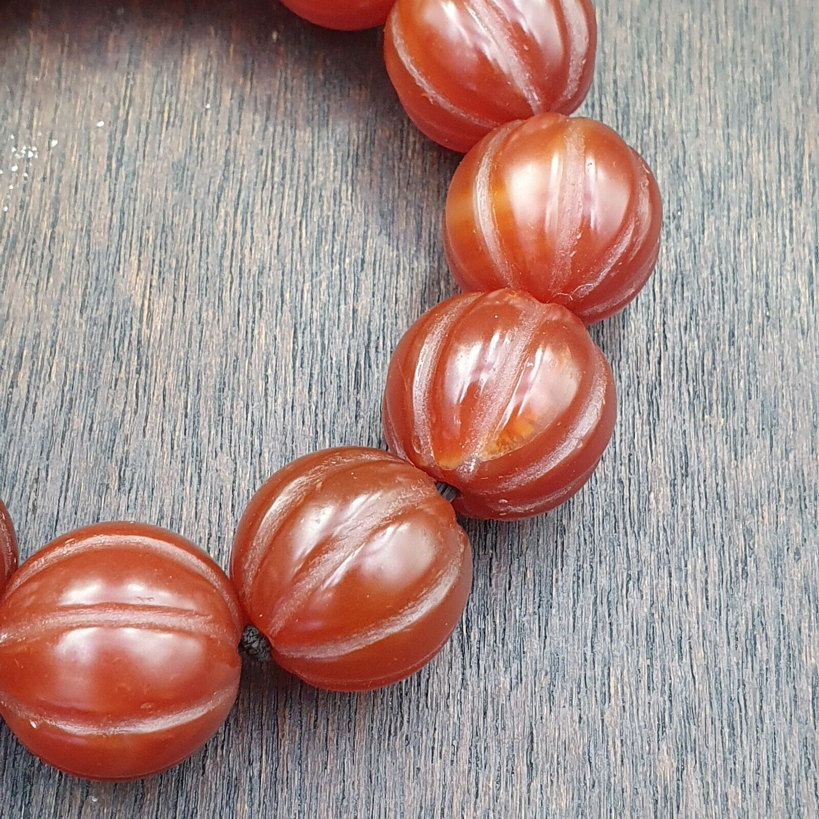 Lot 12 Antique Himalayan Tibetan Carnelian Carved Agate Beads 19-20MM