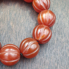 Lot 12 Antique Himalayan Tibetan Carnelian Carved Agate Beads 19-20MM